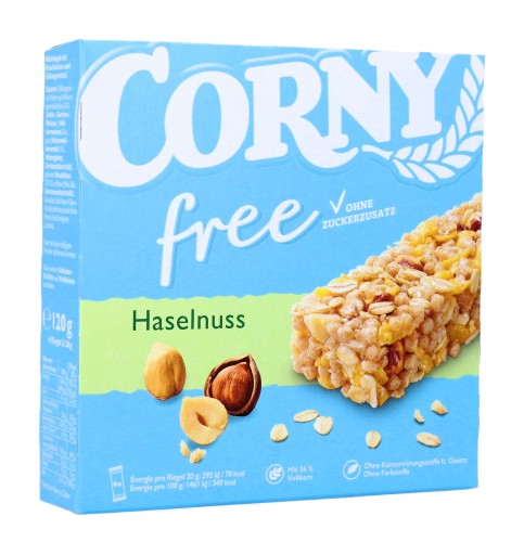 CORNY Tyčinka Lieskové oriešky BEZ CUKRU 6 kusov DE