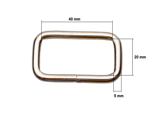 Kožený rámový obdĺžnik 40 / 20 / 5 mm strieborný, 10 kusov