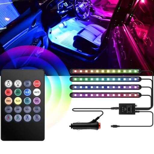 RGB LED OSVETLENIE DO INTERIÉRU AUTA PÁS KABÍNY + DIAĽKOVÉ OVLÁDANIE