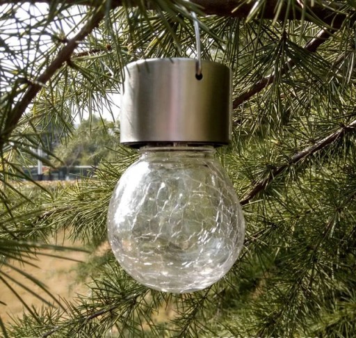 SOLÁRNA ZÁHRADNÁ LAMPA ZÁVISNÁ STRIEBORNÁ ŽIAROVKA 13CM
