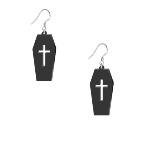 Čierne HALLOWEENSKÉ NÁUŠNICE DO rakvy S KRÍŽMI