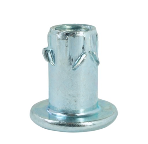 Zásuvka 10x M6 x 14 mm s golierom, tepaná nábytková vložka na drevo, nožičky