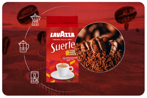 Lavazza Suerte Talianska stredne pražená mletá káva 250g