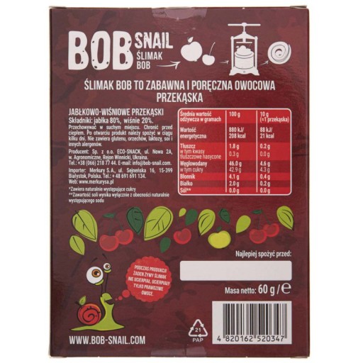 BOB SLIMÁK ZDRAVÝ SLIMÁK JABLKO-ČEŠŇA 60G