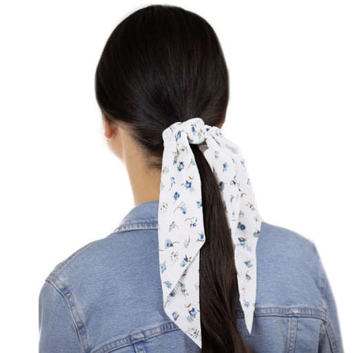 HAIR GUMBER SCRUNNCHIES BIELE kvety