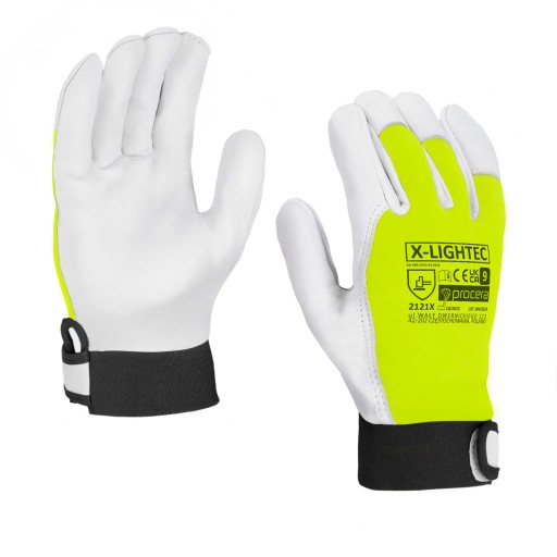 FLUO Reflexné reflexné výstražné rukavice Kozia koža Suchý zips TIG Zvárač