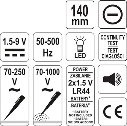 Tester napätia - fázovač YATO YT-28631