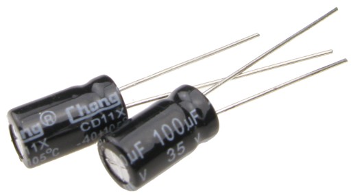 Elektrolytický kondenzátor 100uF/35V 105'C 6,5x12mm (10 ks) /1816-10