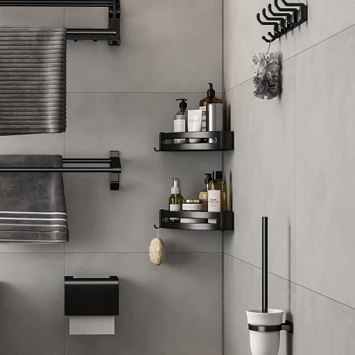 LOFT ROHOVÁ KÚPEĽŇOVÁ SPRCHOVÁ POLICA, MAT