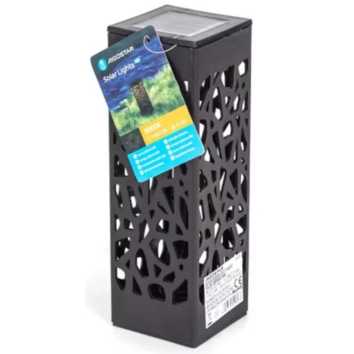 Prelamované stĺpové svietidlo solárne LED záhradné svietidlo 18x6x6cm čierne
