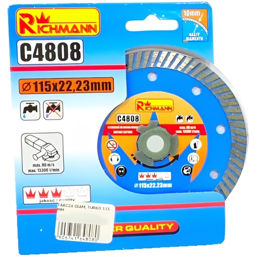 TURBO SEGMENTOVANÝ DIAMANTOVÝ DISK 115 MM 22,23 mm RICHMANN C4808
