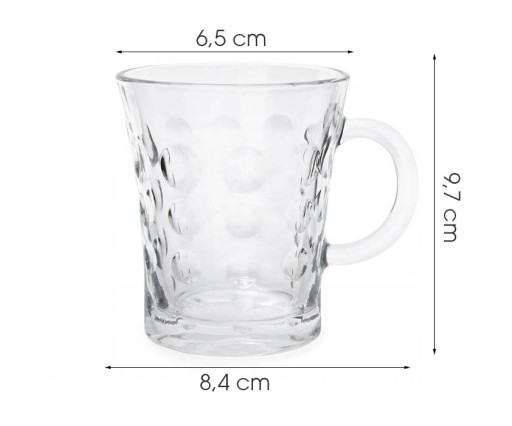 6x Sklenený hrnček 280 ml KOLESA súprava pohárov