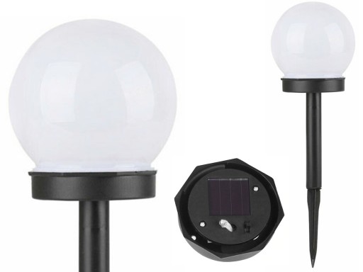 solárna záhradná lampa, mliečna, BIELA GUĽA 10cm P011