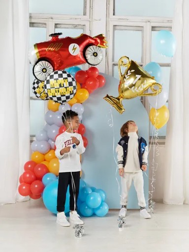 Happy Birthday okrúhly šachovnicový fóliový balón - PartyDeco - 35 cm
