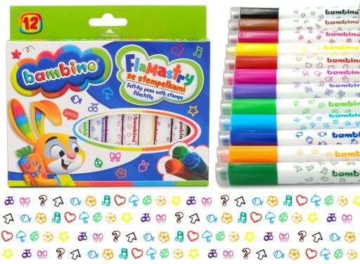 BAMBINO fixy s pečiatkami, 12 farieb.