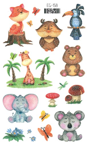 Umývateľné tetovanie pre deti GLITTER ANIMALS EG158