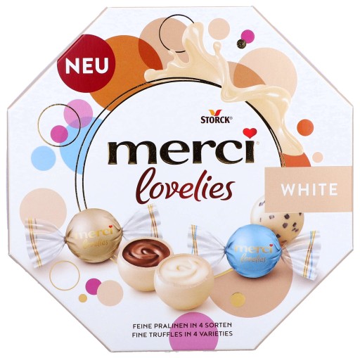 Merci Lovelies Biela bonboniéra 185 g DARČEK ku DŇU MATIEK