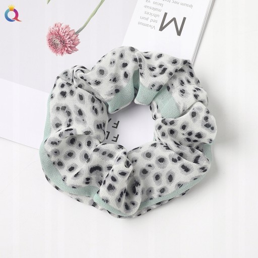 Vlasy scrunchie scrunchie scrunchie, zelená, bodkovaná, boho