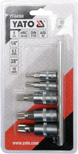 SADA DRÁŽKOVÝCH KĽÚČOV NA KOĽAJNIČKU 5 ks. YATO 1/4 3/8