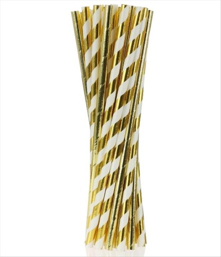 Zlaté papierové slamky 6x197mm / 24 ks.