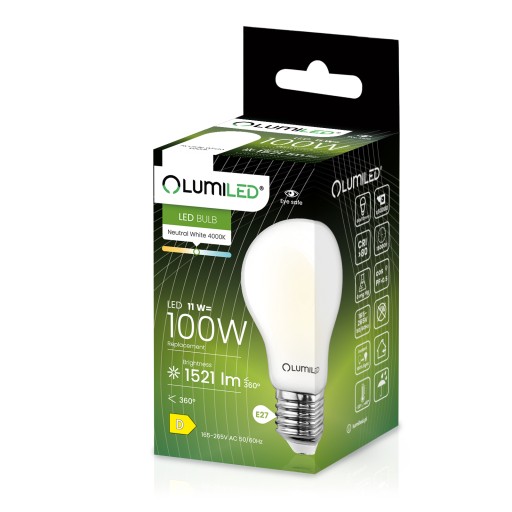 E27 LED žiarovka 11W = 100W 1521lm 4000K Neutral White MILK FILAMENT