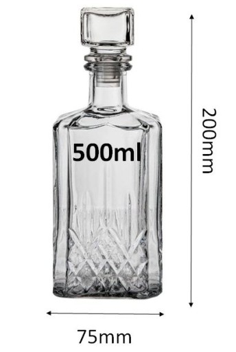 KARAFA 0,5L KRISTA S KORKOM NA WHISKY, VÍNO, LIKÉRY, VODU, 500ML DARČEK