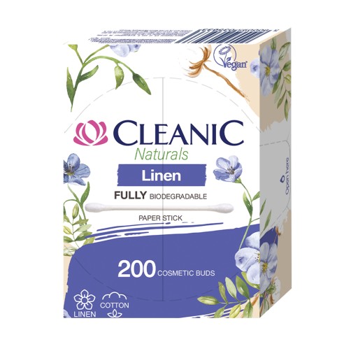 Vatové tyčinky Cleanic Naturals Linen 1 balenie - 200 ks