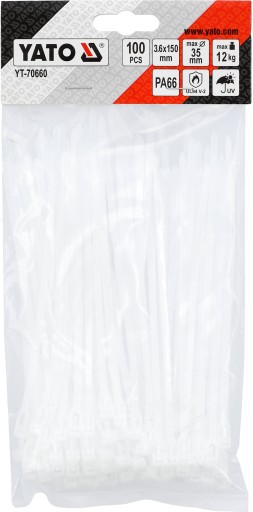 PLASTOVÉ SVIETKY YATO, BIELY 3,6x150mm, 100 ks. TRITITES