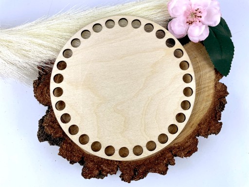 DREVENÝ HÁČKOVACÍ základ, preglejka, KRUH, spodná časť košíka, makramé, 14 cm