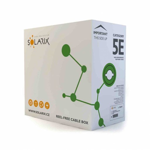 LAN kábel UTP 5e krútený pár Solarix PVC CU Eca 1m