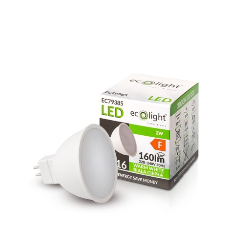 LED žiarovka MR16 12V 2W = 20W 160lm Teplá farba