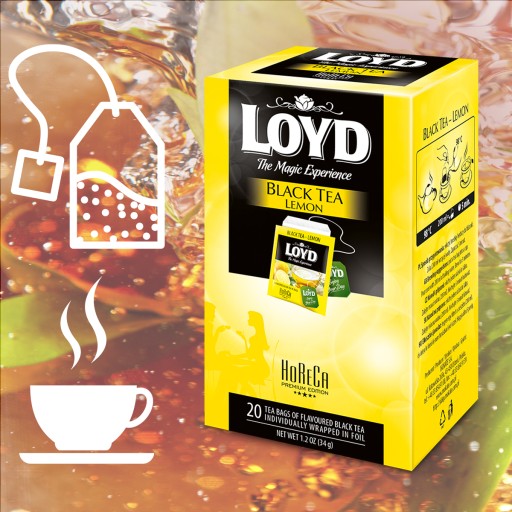 Horeca Black Express Lemon Tea for Gastronómia 20T LOYD Envelopes