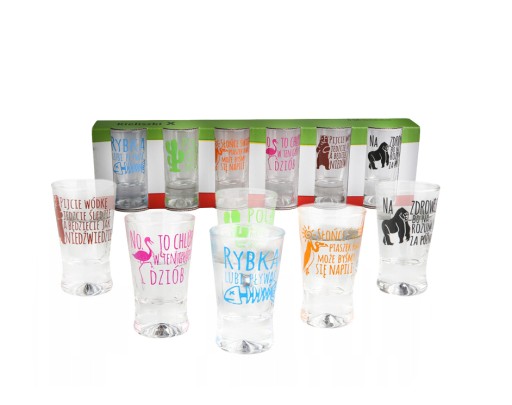 Glasmark Humor poháre na vodku zvieratá transparentné 25 ml 6 kusov