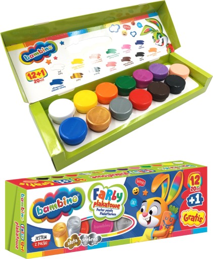 Bambino školské farby na plagáty 12+1 farieb 20ml