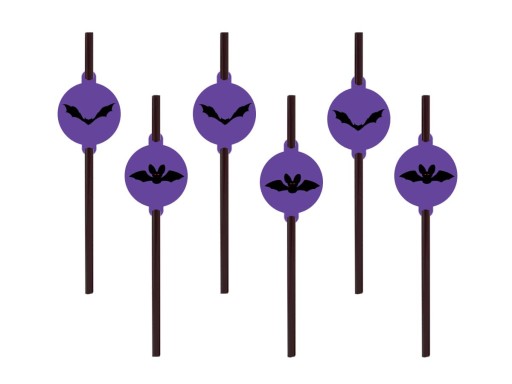 ECO BIO trubičkové slamky Halloweenske netopiere 6 ks