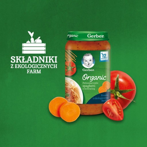 Gerber Bio celozrnné špagety s hovädzím mäsom EKO cestoviny 250g 12m+