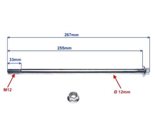 Kolobežka Romet VIA 50 4T Náprava Kolesá Predná 12x255mm