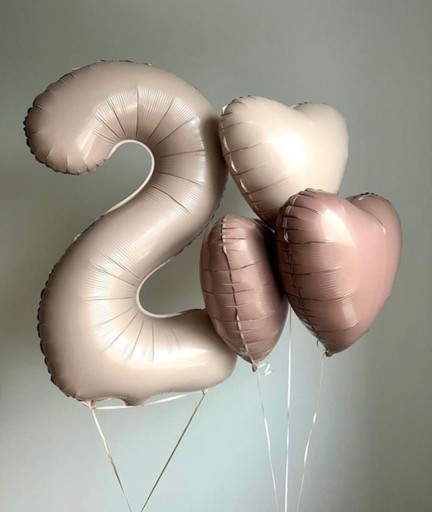 FÓLIOVÝ BALÓN, ČÍSLO 2, KRÉM, Boho KARAMEL, 100CM