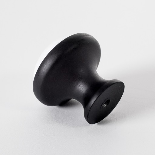 ÚCHYTKA NA NÁBYTOK okrúhly ČIERNY MATNÝ GOMBÍK BIELY PORCELÁN