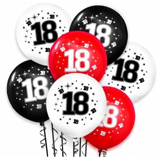 Gumové balóny k 18. narodeninám červené 12 palcov 10 ks.