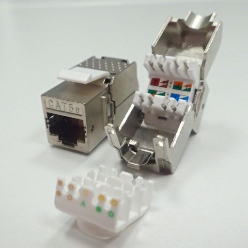 RJ45 cat 5e keystone jack modul FTP, STP, bez náradia, Netrack, strieborný