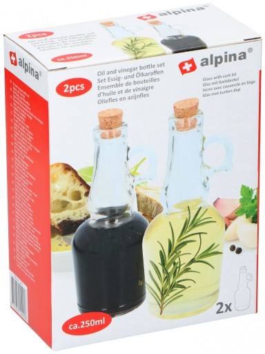 Karafa fľaša na ocot a olivový olej, 250 ml, sada 2 ks. Alpina - perfektná