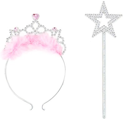 Princezná korunka DIADEM a Prútikový set kráľovnej RUŽOVÉ FEATHERS