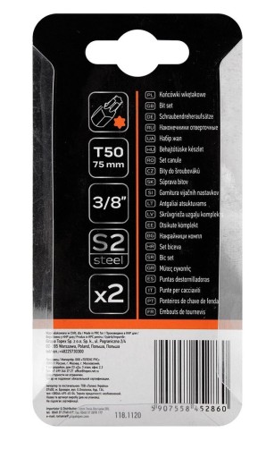 Bit TORX T50 x 75 mm, S2 x 2 ks.