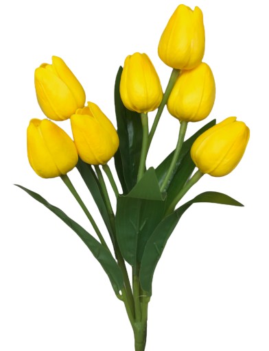 TULIPÁNOVÁ KYTICA Z PENOVÝCH TULIPSOV X7 ŽLTÉ UMELÉ TULIPANY V KYTICI