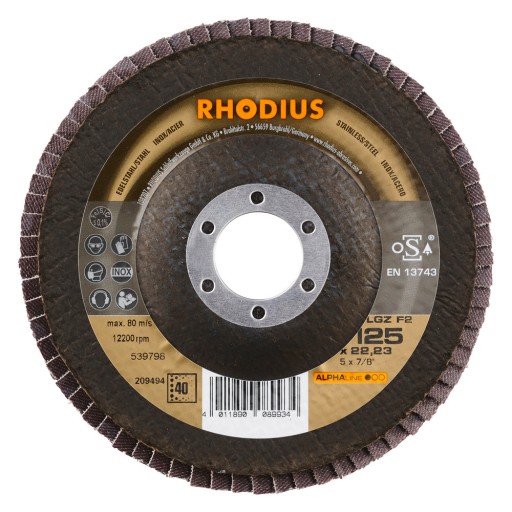 RHODIUS LGZ F2 Lamelový kotúč 125mm K40 PLOCHÝ
