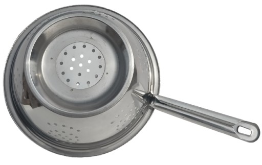 Oceľový cedník 24cm, nerezový cedník s rukoväťou