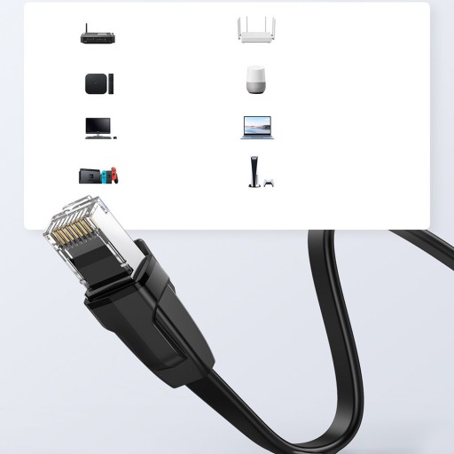 LAN sieťový kábel, Ugreen NW134, Cat 8, U/FTP, Ethernet, plochý, 1m, RJ45