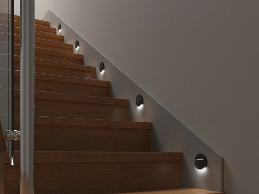 LED svietidlo na schodisko 3000K 15lm CIRCLE BLACK KANLUX