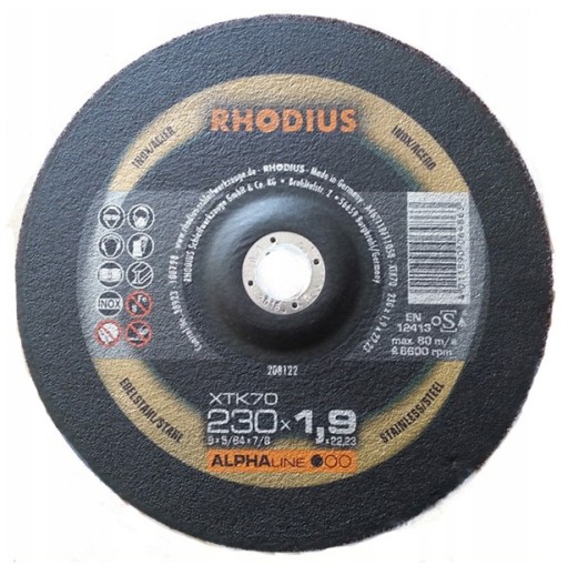 RHODIUS 208122 XTK70 INOX KOVOVÉ REZNÉ KOTÚČE 230x1,9x22,23